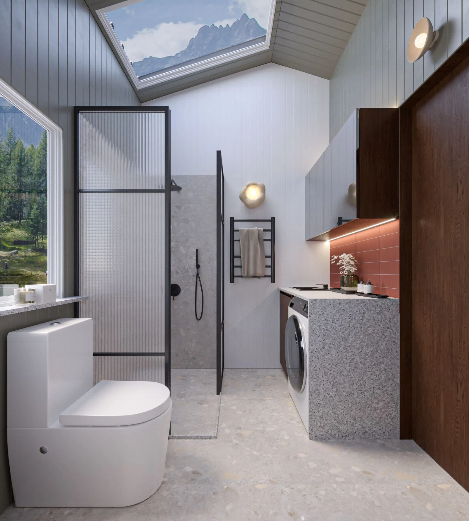 Ember bathroom placed between the living area and bedroom